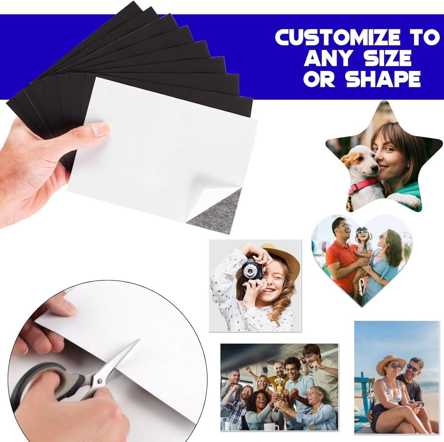 8X10 Picture Magnetic Sheets (Pack of 9),Cuttable Shaped Photo Magnet Sheets with Self-Stick Adhesive Backing for Home/Classroom/Office