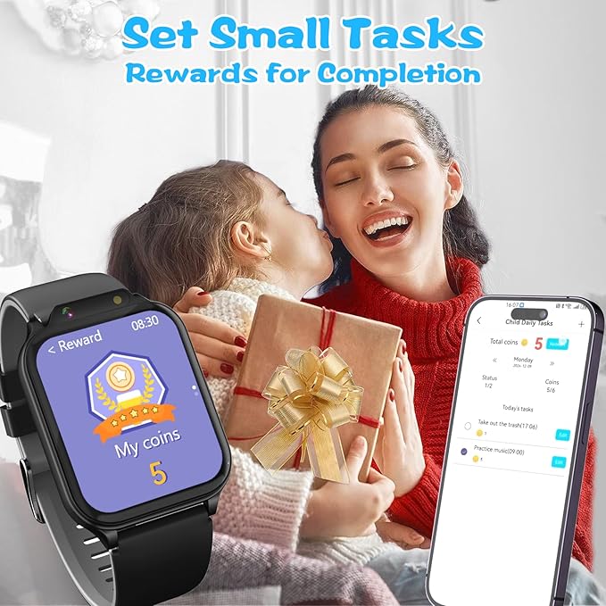 Smart Watch for Kids, 1.85" Fitness Tracker with Heart Rate, Sleep Monitor, IP68 Waterproof Smartwatches with Video Music, Pedometer, Game, NO APP/Phone, Gift for Boys Girls. (Classic, Blue)