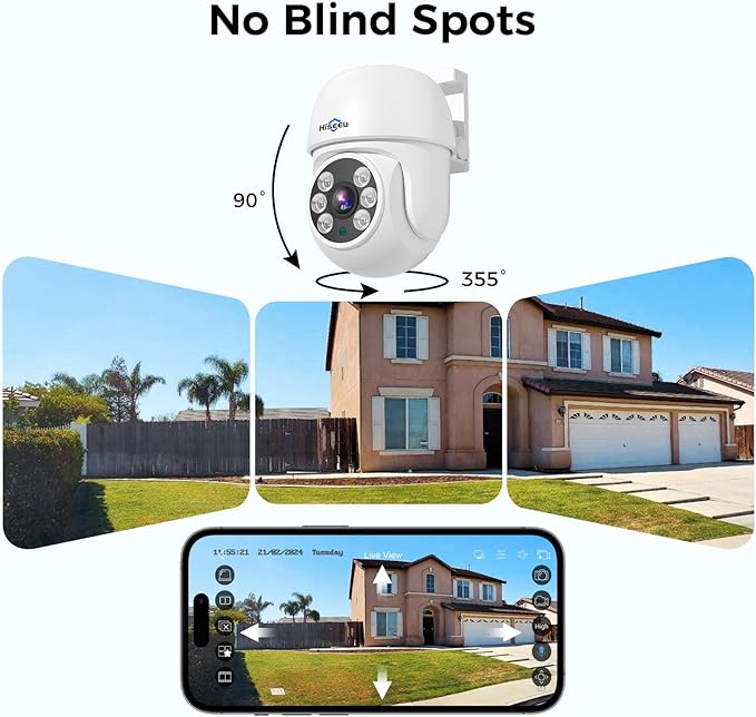 Hiseeu 3K Outdoor Wired Security Camera System with 8CH 5MP DVR,8 x 5MP IP67 PTZ CCTV Cameras,360°Coverage,Smart Dual Light & Audio,Person/Vehicle Detection,3TB HDD,100ft Night Vision,24/7 Recording
