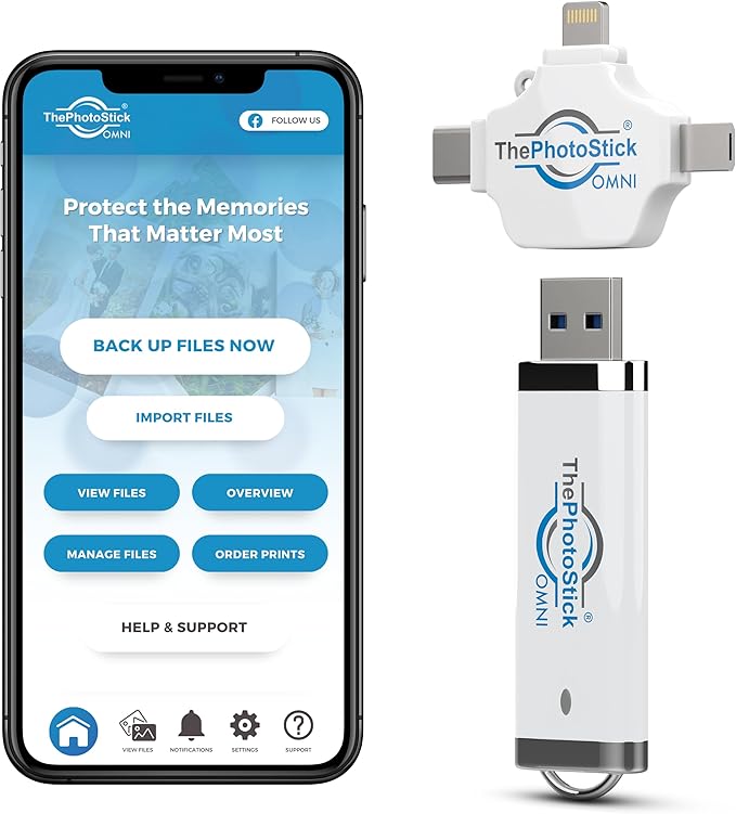 ThePhotoStick® Omni 64GB USB Flash Drive & Memory Stick – Photo & Video Backup for iPhone, Android, Mac & PC – Multiport Connection to Easily Store & Transfer Files