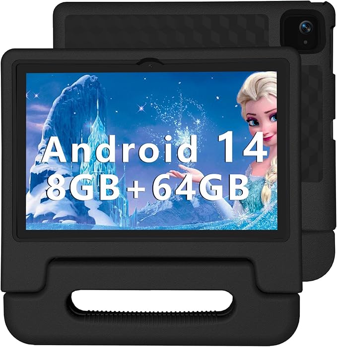 Kids Tablet, 10 inch Android 14 Tablet for Kids, 8GB RAM 64GB ROM Octa-Core Fast-Charging Battery Toddler Tablets with Shockproof Case, Bluetooth, WiFi, Parental Control, Dual Camera, GPS