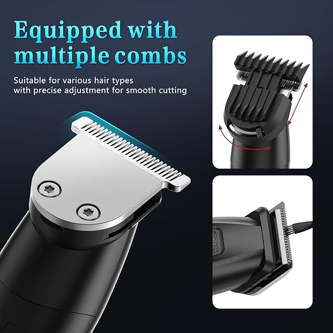 Beard Trimmer for Men Professional with Hair Clippers, 6-in-1 Cordless Hair Trimmer Set, IPX6 Waterproof Mens Grooming Kits Electric Razor for Face,Mustache,Body,Ear,Nose,Gifts