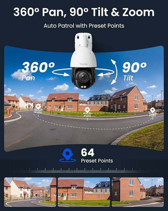 REOLINK RLC-823S2 Smart 4K/8MP UHD PTZ Security Camera with Cutting-Edge 16X Optical Zoom and 3D Zoom, Color Night Vision with Spotlights, Person/Vehicle/Animal Detection, 2 Way Talk, 24/7 Recording