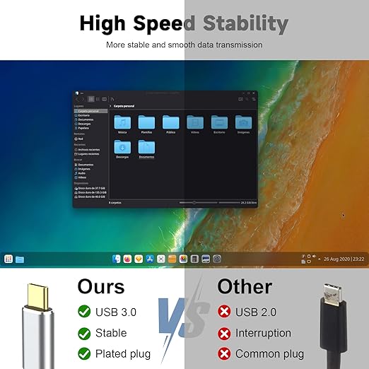 USB C External Hard Drive Cable, 5Gbps USB C to Micro B Cord Wire for Seagate Toshiba Canvio, WD My Passport LaCie PS5 Game Drive Camera Compatible with iPhone 15,16, MacBook Pro/Air Tablet