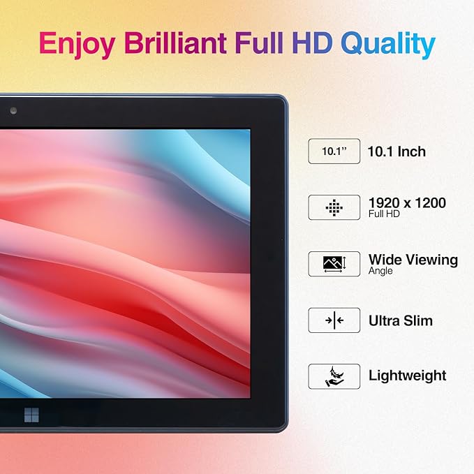 Fusion5 10.1" Windows 11 Tablet PC - FWIN232 Plus Ultra Slim Windows Tablet Computer - Intel 13th Gen, 8GB RAM, Full HD 10 Inch Display, 5G WiFi, USB 3.0, Micro HDMI, Dual Cameras, Bluetooth