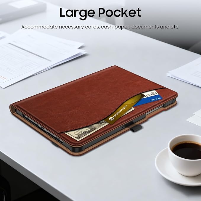 Fintie Case for Samsung Galaxy Tab A9 Plus/A9+ 5G 11 Inch 2023 Model (SM-X210/X216/X218), Multi-Angle Viewing Smart Stand Back Cover with Pocket Auto Wake/Sleep, Brown