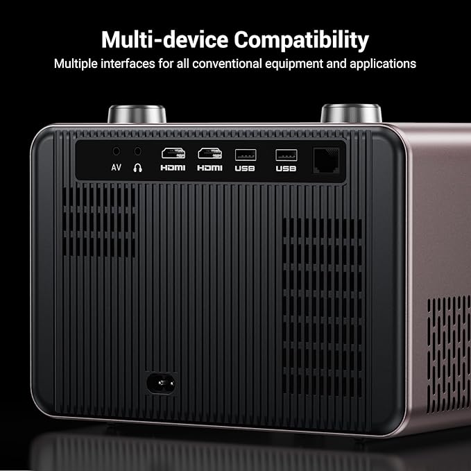 Projector-4K with WiFi and Bluetooth [2500 ANSI / AI Auto Focus / Official Licensed Apps], Outdoor Movie Projector with Smart TV OS 2.0 & Dolby, HAPPRUN Home Theater Projector for Indoor/Outdoor Use