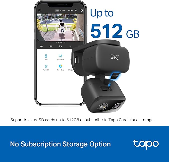 Tapo 2K 3MP Pan/Tilt Indoor/Outdoor Security Camera, Free Person/Baby Cry Detect & Motion Track, 360° View, Color Night Vision, SD/Cloud Storage, Works w/Alexa & Google Assistant, HybridCam 360