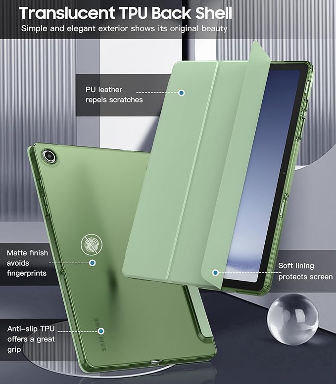 TiMOVO Case for Samsung Galaxy Tab A9+/A9 Plus 11" 2023, Slim Soft TPU Translucent Frosted Back Protective Cover for Galaxy Tab A9+ Tablet SM-X210/X216/X218, Auto Wake/Sleep, Green
