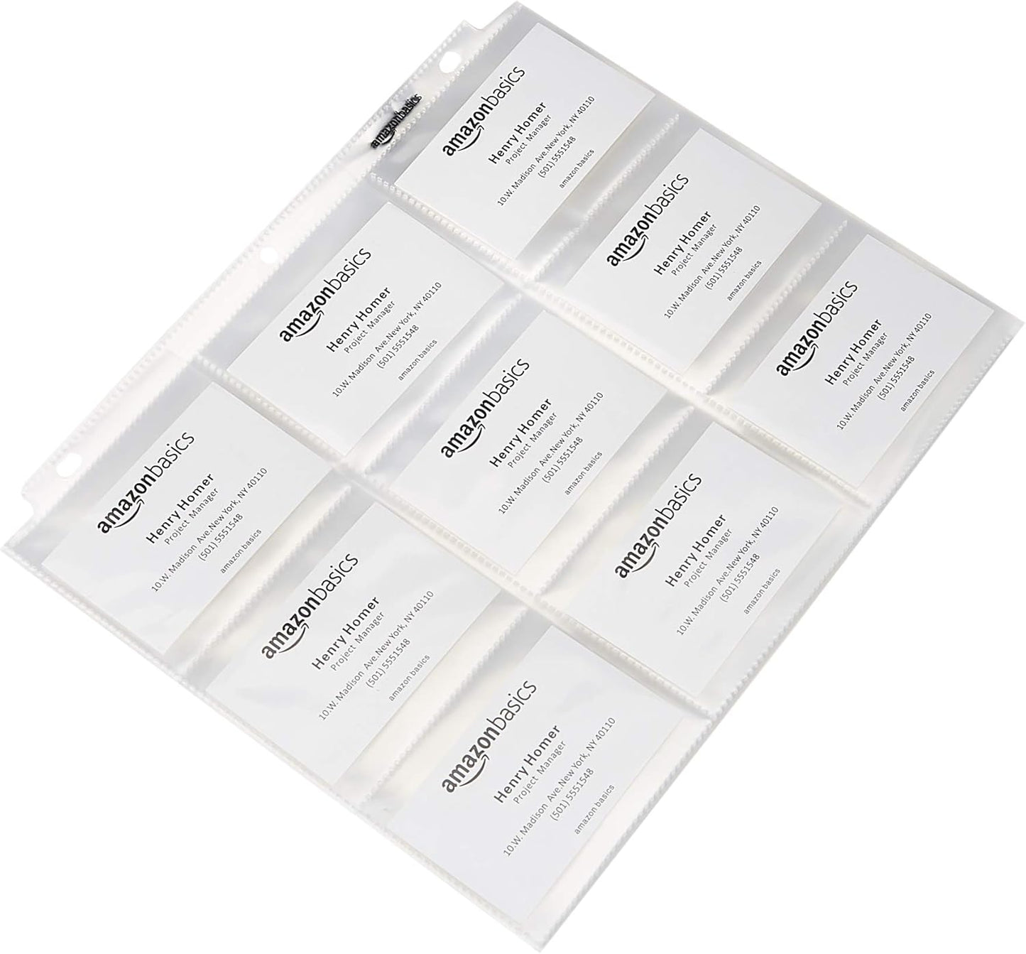 Amazon Basics 9-Sleeve Trading Card Protectors Binder Sheet, Transparent, 100 Pack