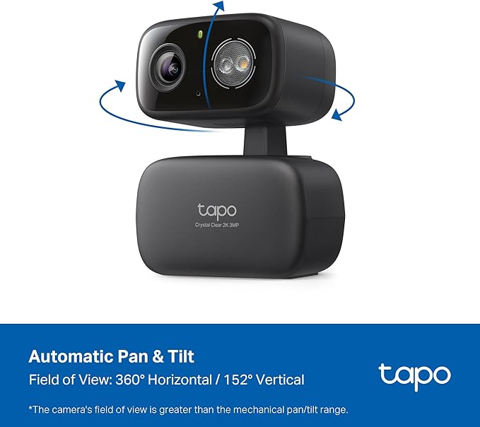 Tapo 2K 3MP Pan/Tilt Indoor/Outdoor Security Camera, Free Person/Baby Cry Detect & Track, 360° View, Night Vision, SD/Cloud Storage, Works w/Alexa & Google Assistant, HybridCam 360, Black (2-Pack)
