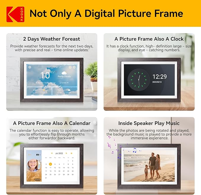 KODAK 15.6 Inch Digital Picture Frame, 64GB WiFi Digital Photo Frame 1920x1080 HD IPS Touch Screen, Auto-Rotate, Share Photos and Videos via KODAK App