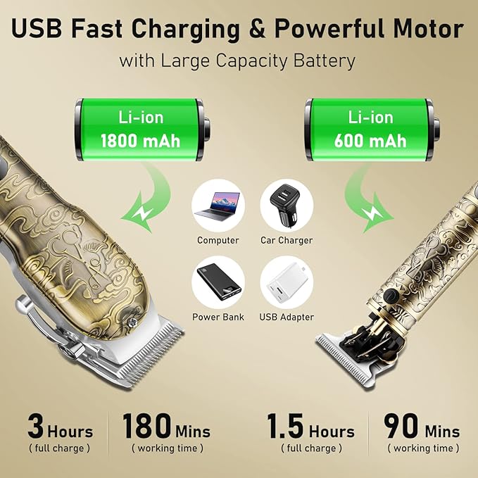 Hair Clippers Set for Men with Beard Trimmer,Professional Cordless Hair Trimmer for Men,Barber Kit Professional for Man Haircutting Machine with LED Display