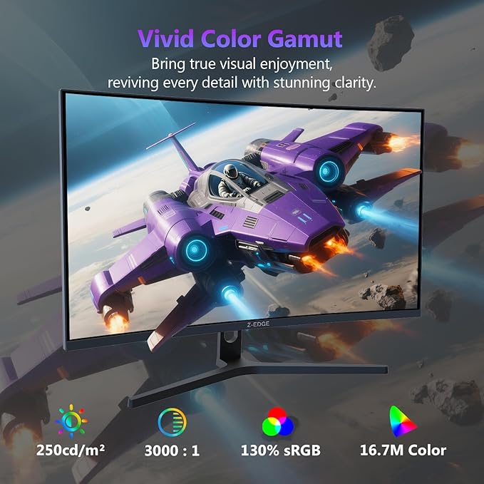 Z-Edge 27 inch Curved Gaming Monitor, FHD 1080P 300Hz 240Hz PC Monitor, Ultra-Fast MPRT 1ms Curved Monitor, 1500R, 16.7M Colors, UG27H Frameless Bezel, 2X DP 1.4 Ports and 2X HDMI 2.0 Ports