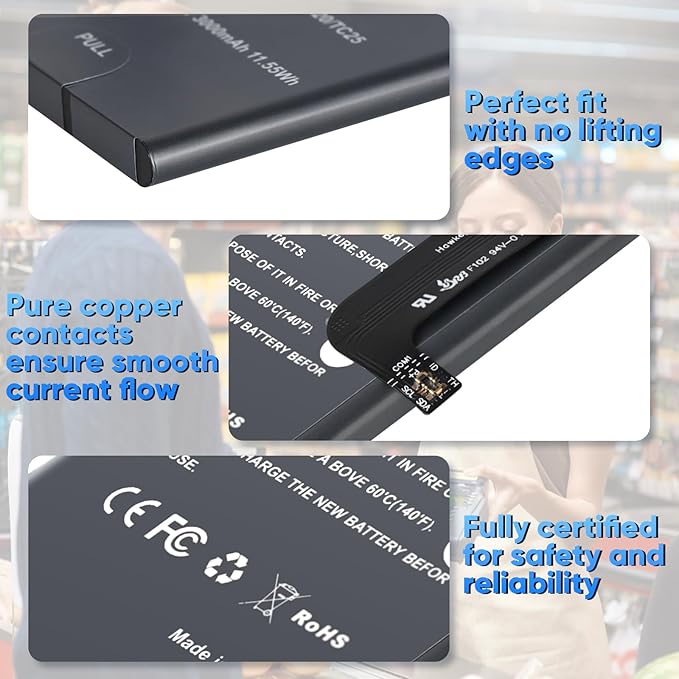 E EGOWAY 3000mAh Scanner Battery Pack (BT-000334/BT-000334-01) - Compatible with Zebra TC20 and TC25 Scanner