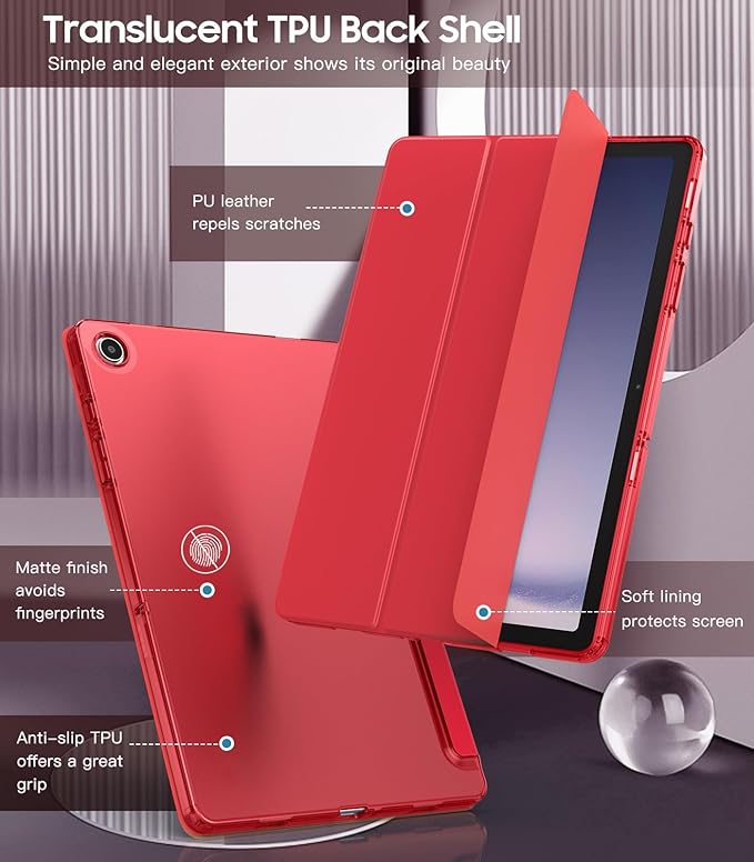 TiMOVO Case for Samsung Galaxy Tab A9+/A9 Plus 11" 2023, Slim Soft TPU Translucent Frosted Back Protective Cover for Galaxy Tab A9+ Tablet SM-X210/X216/X218, Auto Wake/Sleep, Wine Red