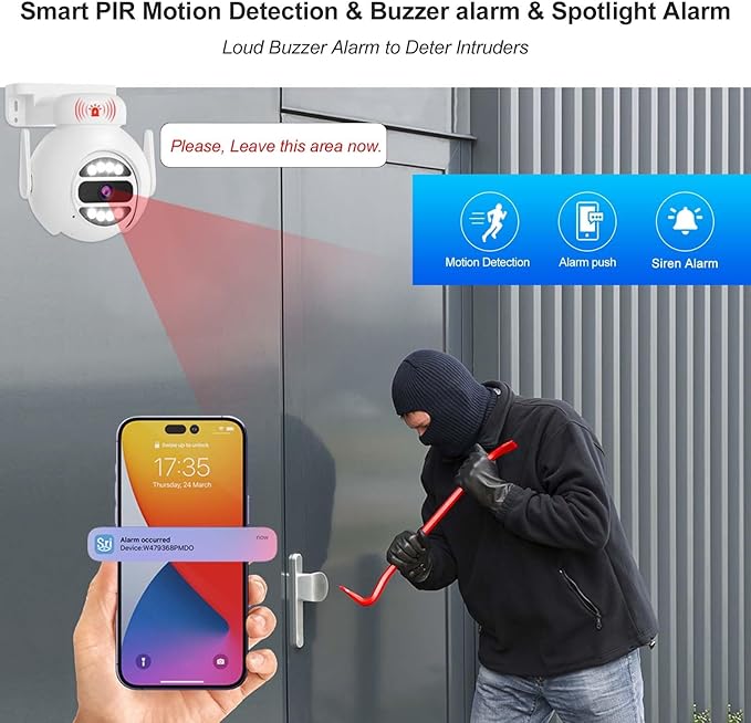 [Auto Tracking Alert 360° PTZ & 2-Way Audio] 8CH Plug&Play Wireless Cameras for Home Security, 4x1920P 5MP IP67 IR&Full Color Night Vison AI Motion Detection, 1TB HDD 24/7 Recording Remote Control
