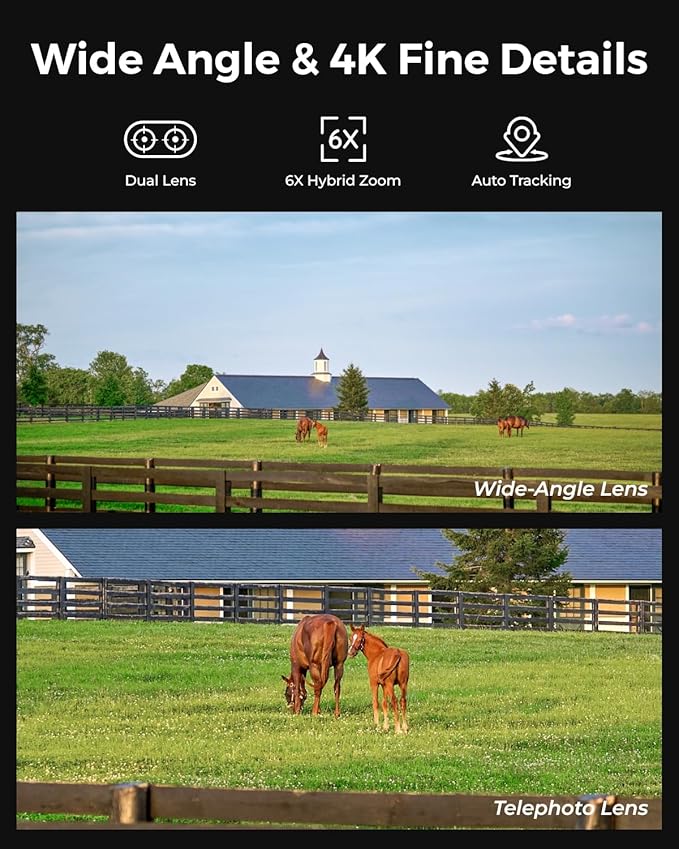 REOLINK 4G LTE 4K Dual-Lens PTZ Cellular Security Camera Outdoor -2Pack(Trail*1 + White*1), Wireless Auto Tracking, 6X Hybrid Zoom, Smart Detection, SIM Card Included, TrackMix LTE Solar Kits