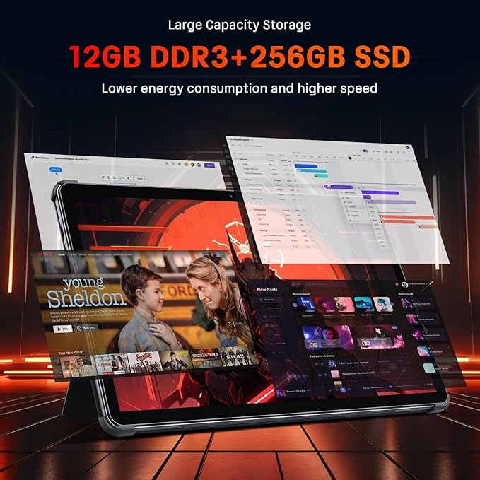 2-in-1Tablet Computer, 10.1" Touchscreen Tablet PC with Stylus and Case, Intel m3 8100Y up to 3.4GHz, 12GB RAM 256GB SSD, Win 11,for Home, Business, Students, Digital Sketching(Without Keyboard)