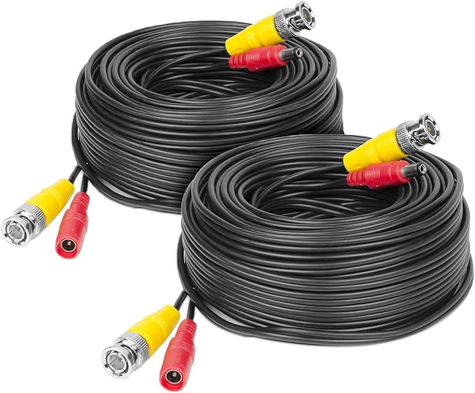 Amcrest 2-Pack 4K Security Camera Cable 60FT BNC Cable, Camera Wire CCTV, Pre-Made All-in-One Video and Power Cable for Security Camera, HDCVI, HDTVI Camera, Analog, DVR (2PACK-SCABLE4K60B-PP)