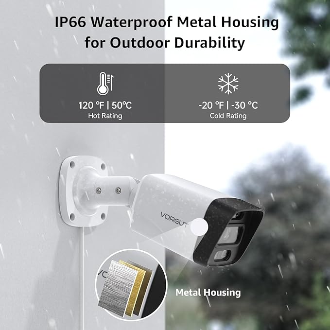 Wired Security Camera System, 4CH 5MP Lite CCTV Surveillance DVR Kit with 4 x 3MP Home AHD Security Camera for Outdoor Use, IP66 Waterproof Metal Shell,Remote Access,Smart Detection,500G HDD