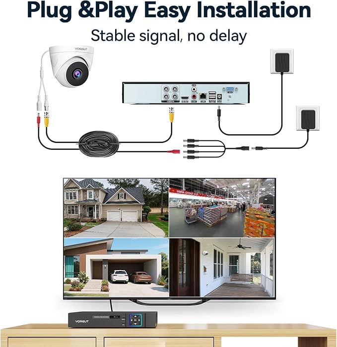 Security Camera System with 500GB HDD, 4pcs Wired Surveillance CCTV Dome Cameras for Indoor Outdoor, 4CH AHD TVI 5MP Lite DVR Recorder, Smart Motion Detection, Night Vision, Waterproof