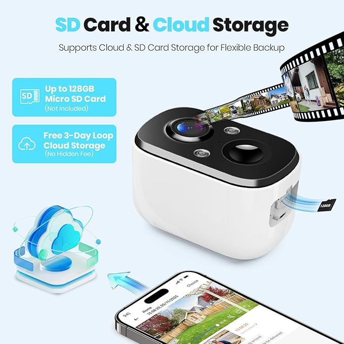 Techage Security Cameras Wireless Outdoor, 2K Battery Powered Cameras for Home Security with AI Motion Detection, 2.4G WiFi, Color Night Vision, 2-Way Talk, IP66 Waterproof, Cloud/SD Storage 2 Pack