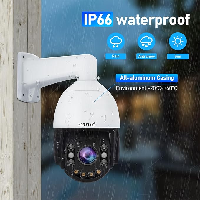 JideTech 4K 8MP Outdoor PTZ IP PoE Camera with 200x Hybird Zoom Pan Tilt Auto Tracking Security Dome Cameras, Human/Vehicle Detection, 492ft IR, Color Night Vision, 2-Way Talk,BlueIris, for ONVIF NVR
