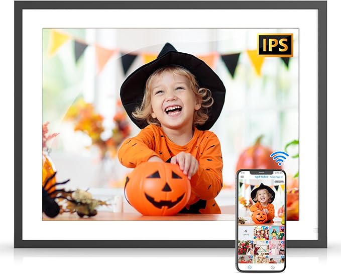 Large Digital Photo Frame 17-inch - Dual-Wifi Electronic Digital Photo Frames, 32GB Digital Photo Frame, Full Function, IPS Touch Screen, Share Photo via App Email, Free Cloud, Gift for Family Friends