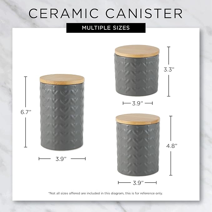 DII Kitchen Accessories Collection, Textured Matte Ceramic Canister Set, Honey Gold, Vine, 3 Piece