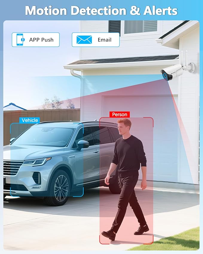 WEILAILIFE 5MP Wireless Security Camera System with 10" Monitor, Outdoor WiFi Home Video Cameras Systems Surveillance DVR Kits