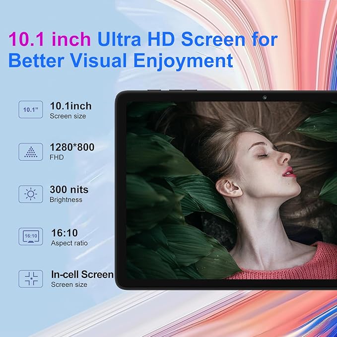 Tablet 10 inch Android 15 Tablets 30GB RAM 128GB ROM 1TB Expand, 8000mAh Octa-Core Tablets with Keyboard Mouse, HD IPS Display, Gemini AI, GPS, 5G WiFi, Widevine L1, Split-Screen - Metal Black