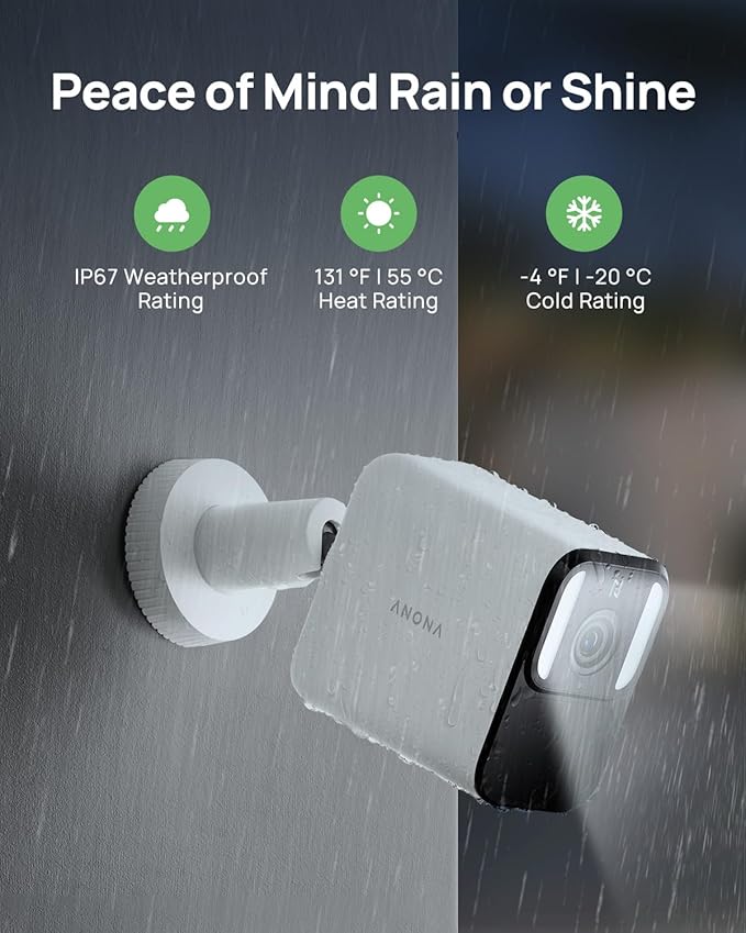 Anona Lucio 2.5K Security Camera Outdoor Battery Wireless with Solar Powered, Color Night Vision & 138° FOV, Multi-Object Detection, No Hub Needed, Two-Way Audio, IP67, 4 Pack