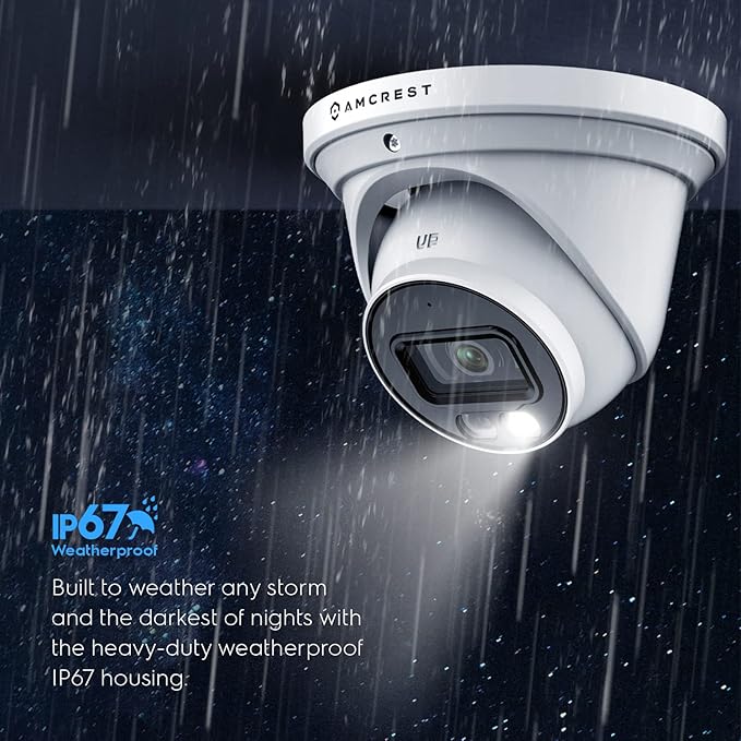 Amcrest 2-Pack AI Turret IP PoE Camera w/ 49ft Nightvision, Security IP Camera Outdoor, Built-in Microphone, Human & Vehicle Detection, Active Deterrent,129° FOV, 5MP@20fps 2PACK-IP5M-T1277EW-AI