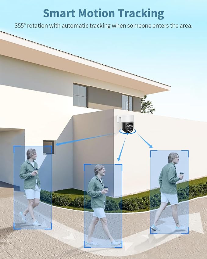 OHWOAI 《4K/8.0 Megapixel & Smart Auto Tracking》Wired PTZ Security Camera System, 4K POE Cameras Systems for Home Video Surveillance DVR Kits