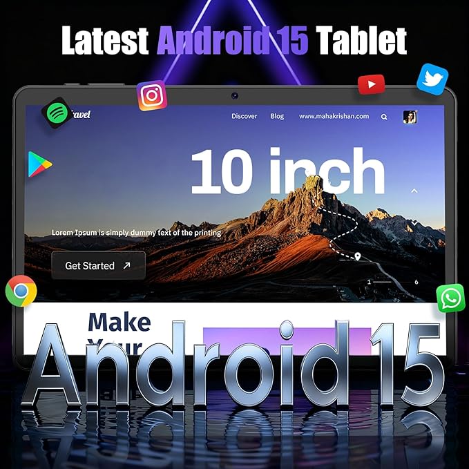 2026 Android 15 Tablet 10 Inch, 26GB+256GB+2TB Expand, 2 in 1 Tablets with Keyboard Case Mouse Stylus, 8000mAh Battery, Octa-Core, Dual Camera, Supports Widevine L1, 5G WiFi, GPS (Sliver Case)