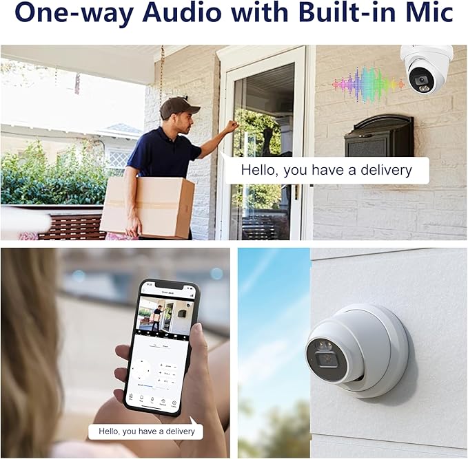 Anpviz 8MP PoE IP Camera, Built-in Mic, 512GB SD Slot, Security 4K Turret IP Camera Outdoor Indoor, Smart Color Night Vision 100ft, Human & Vehicle Detection, NDAA Compliant (U Series)