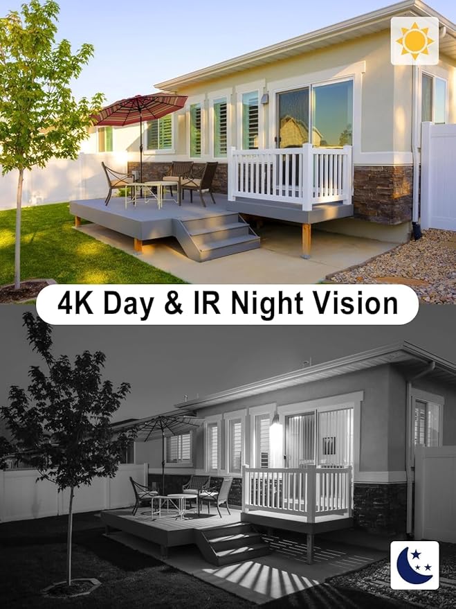 Anpviz 4K PoE IP Camera Outdoor, 8MP Smart Dual Light Turret Security Camera, Human/Vehicle Detection, 2.8mm Lens, Hybrid Color Night Vision, Full Metal Housing, Built-in Mic, IP67 Waterproof, Black