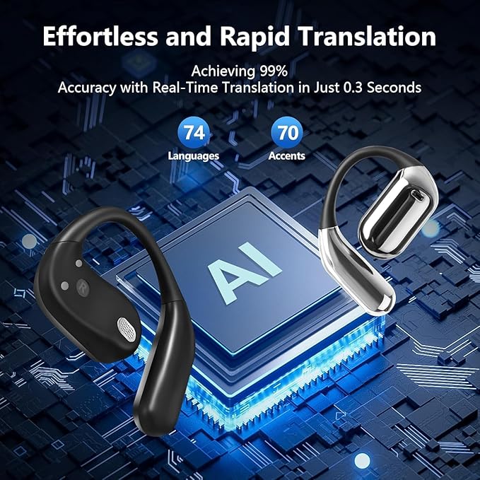 Translation Earbuds Real Time - AI 144 Language Translator Earbuds, Audifonos Traductores Inglés Español, 3-in-1 Translating Device, Translate Ear Buds for Travel Business Learning with Charging Case