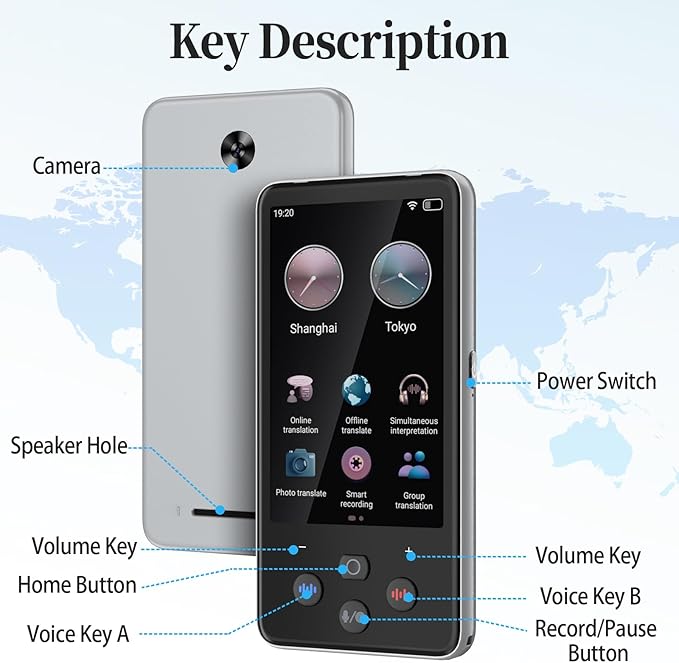Language Translator Device, Real Time Voice Translation Device for 138 Languages, Traductor de Voz Instantaneo 2025, 3.97"Touchscreen Traductor de Idiomas, for Business Travel Learning Ingles Español