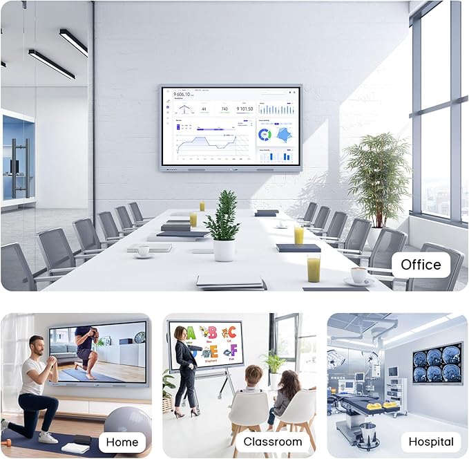 Smart Board Collaboration Hub, 55" Digital Interactive Whiteboard Display with 4K Touchscreen, Dual System, Electronic Smartboard for Classroom Office Home(Wall Mount Included)