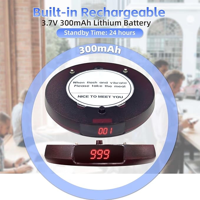 Pagers for Restaurants, 24 Coaster Beeper Restaurant Buzzer System with Beeps, Vibration, Flashing, Guest Customer Queue Pagers for Food Truck, Church Nursery