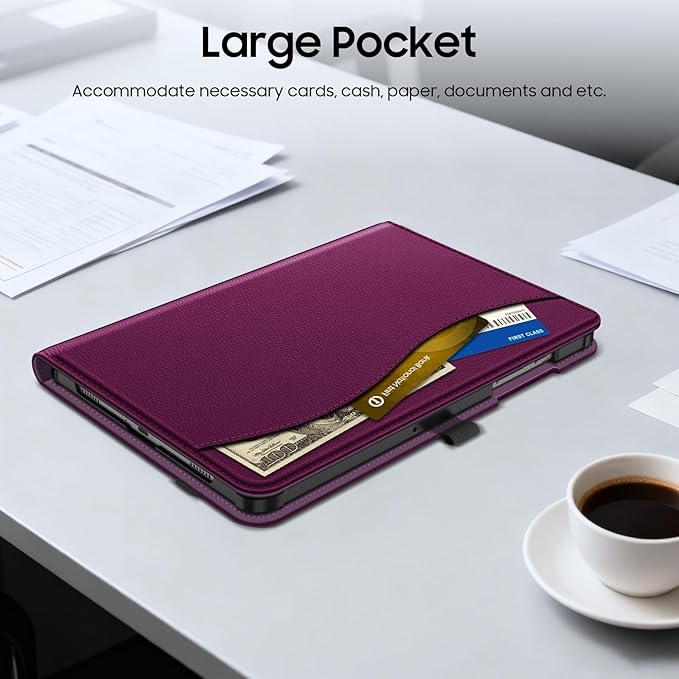 Fintie Case for Samsung Galaxy Tab A9 Plus/A9+ 5G 11 Inch 2023 Model (SM-X210/X216/X218), Multi-Angle Viewing Smart Stand Back Cover with Pocket Auto Wake/Sleep, Purple