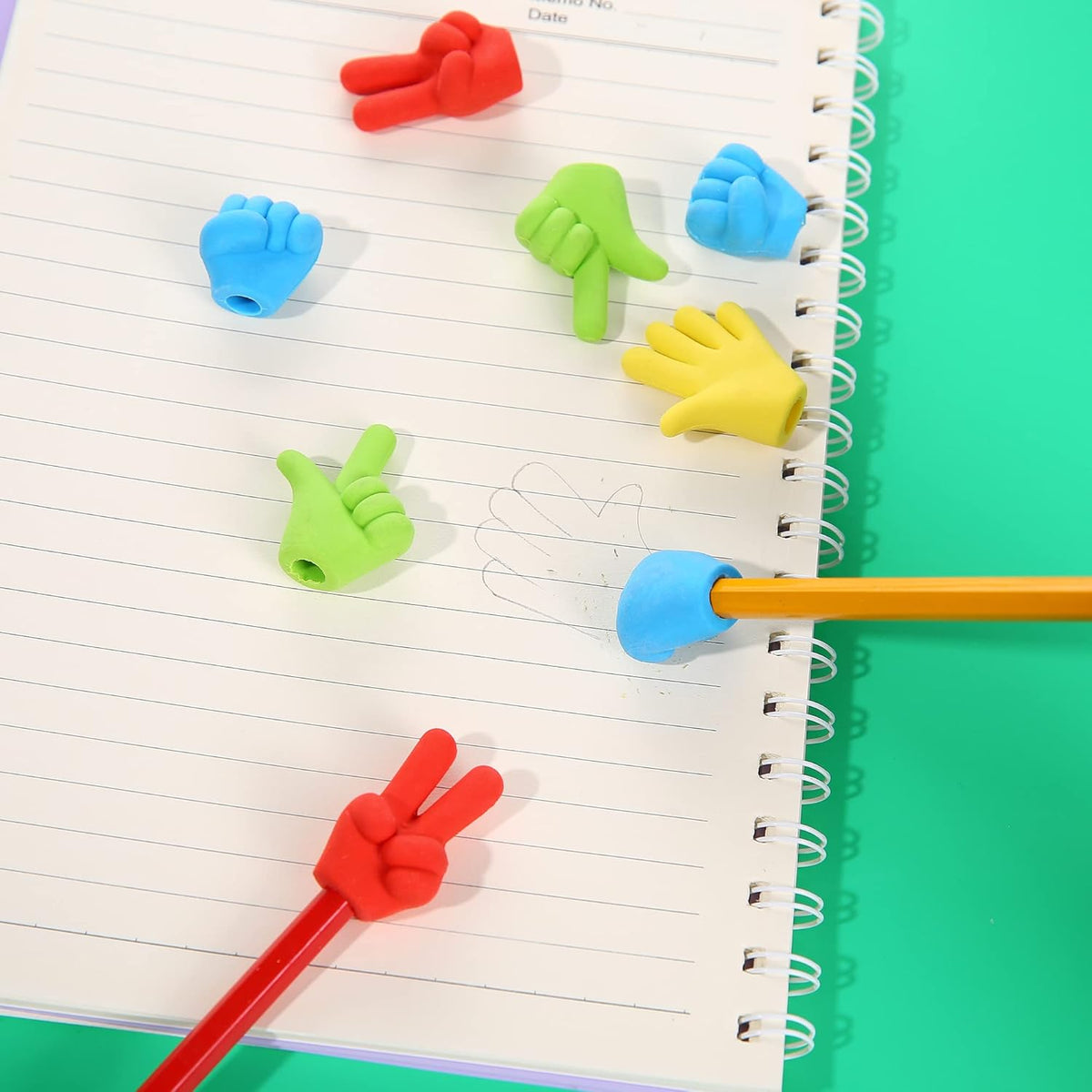 36 Pcs Pencil Top Erasers Fun Eraser Toppers for Kids, Bulk Cute Rock Paper Scissors Eraser Caps, 4 Colors