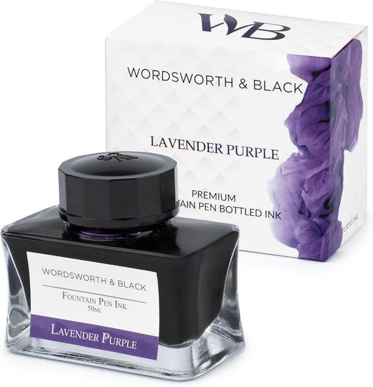 Wordsworth and Black Fountain Pen Ink Bottle (50 ml) Premium Luxury Edition, [Lavender Purple] Fountain Pens Bottled Ink; Classic Designed Bottle Smooth Flow 50 mlâ¦