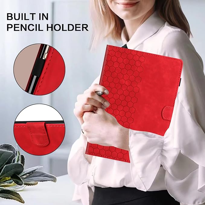 Case for Samsung Galaxy Tab S10 Plus 2024/ S9 FE Plus 5G 12.4 Inch 2023, Multi-Angle Viewing Smart Stand with Pocket Auto Wake/Sleep PU Leather Tablet Cases Flip Folio Cover Red