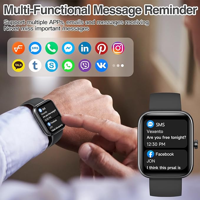 Smart Watch for Women Men with Bluetooth Call, Alexa Built-in Smartwatch, 1.83"DIY Dial Fitness Watch with Sleep Heart Rate Monitor, 110+ Sport Modes, IP68 Waterproof Watch Compatible with Android iOS