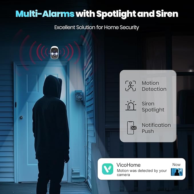 Techage Security Cameras Wireless Outdoor, 2K Battery Powered WiFi Cameras for Home Security with AI Motion Detection, Color Night Vision, 2-Way Talk, IP66 Waterproof, Cloud/SD Storage 4 Pack