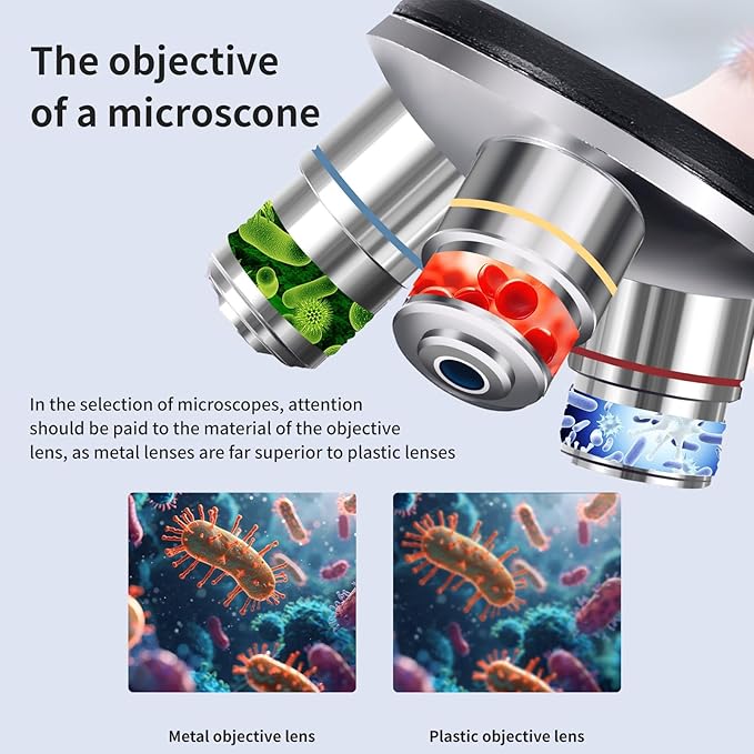 Microscope 40x-2000 Times Magnification, Upper and Lower LED Lights, Double-Layer Stage, Primary and Secondary School Students, Children's Composite Microscope (WiFi Electronic Eyepiece)