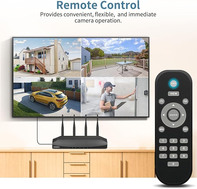《130°Wide Angle & Two-Way Audio》Wireless Security Camera System Outdoor, WiFi Cameras Systems,Video Surveillance DVR Kits